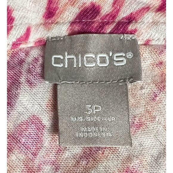 Chico's Women's 3P Multicolor Linen Cheetah Ikat V-Neck Short Sleeve Tee - Picture 4 of 7